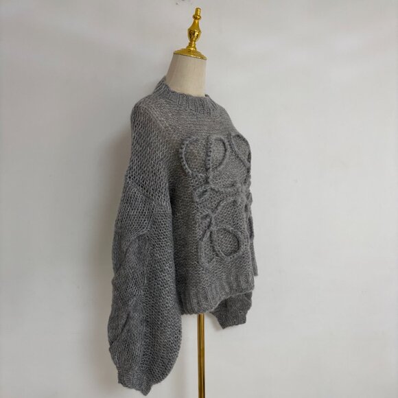 NWOT! Loewe Women's Gray Anagram Melange Mohair Sweater - Picture 10 of 14